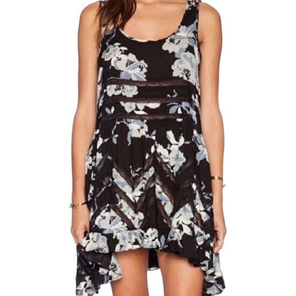 FREE PEOPLE "Voile and Lace" Floral Print Trapeze Dress - Size XS - Picture 4 of 14